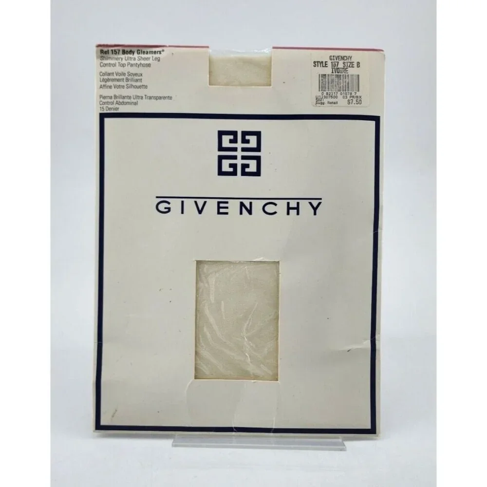 Givenchy Body Gleamers Shimmery Ultra Sheer Leg Control Pantyhose 157 Ivory Sz B